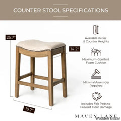 Mavenq Lane Adrien Backless Saddle Kitchen Counter And Bar Stool With Fabric Upholstery