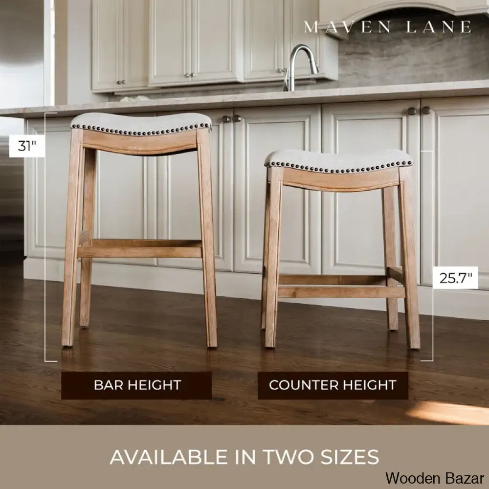 Mavenq Lane Adrien Backless Saddle Kitchen Counter And Bar Stool With Fabric Upholstery