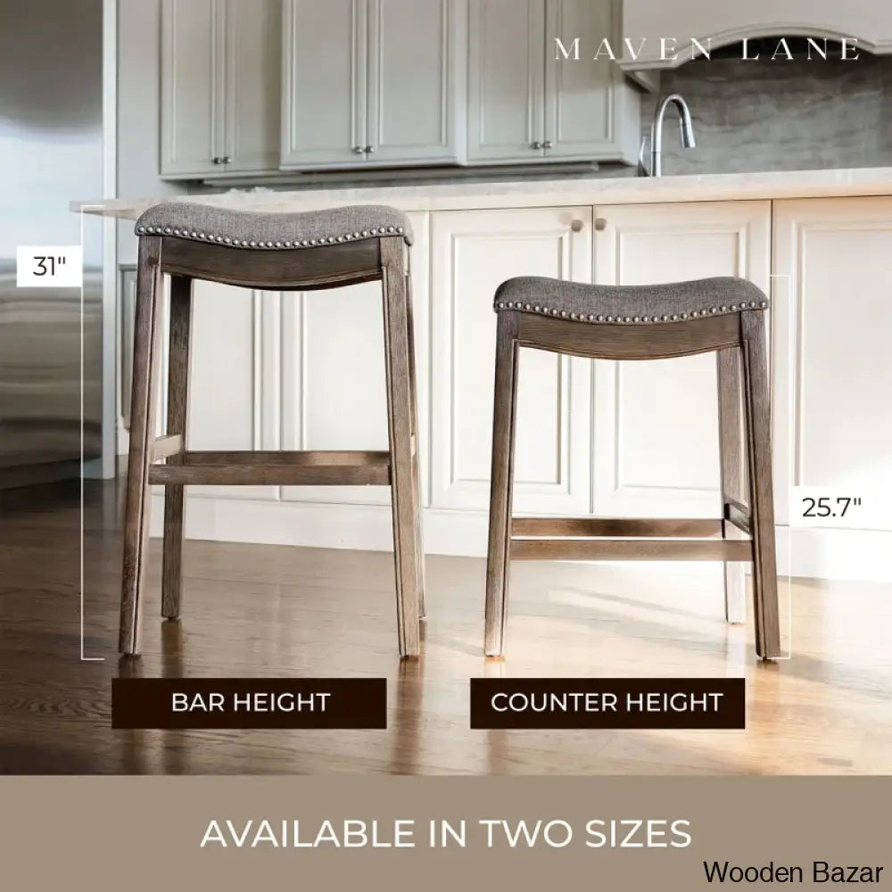 Mavenq Lane Adrien Backless Saddle Kitchen Counter And Bar Stool With Fabric Upholstery