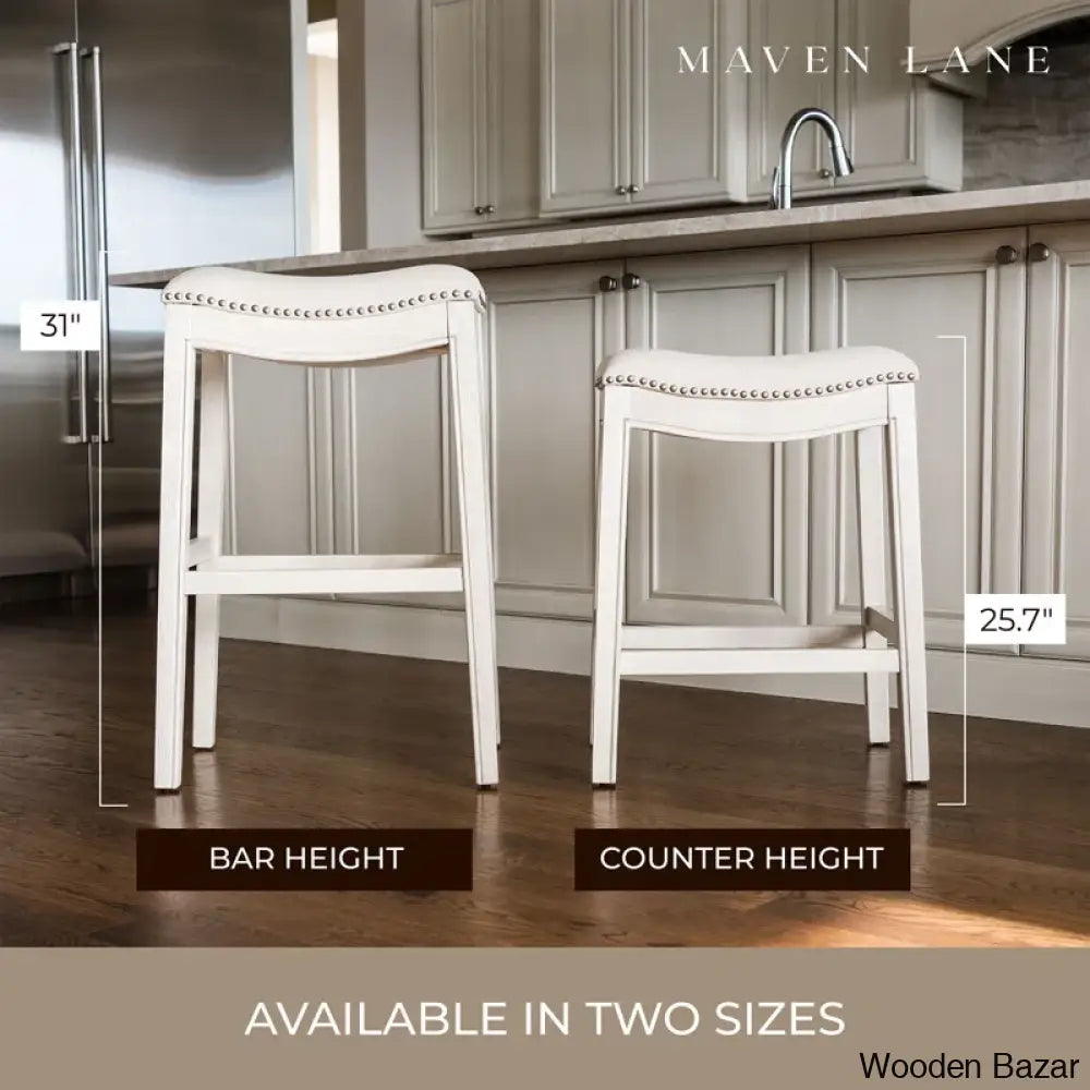 Mavenq Lane Adrien Backless Saddle Kitchen Counter And Bar Stool With Fabric Upholstery