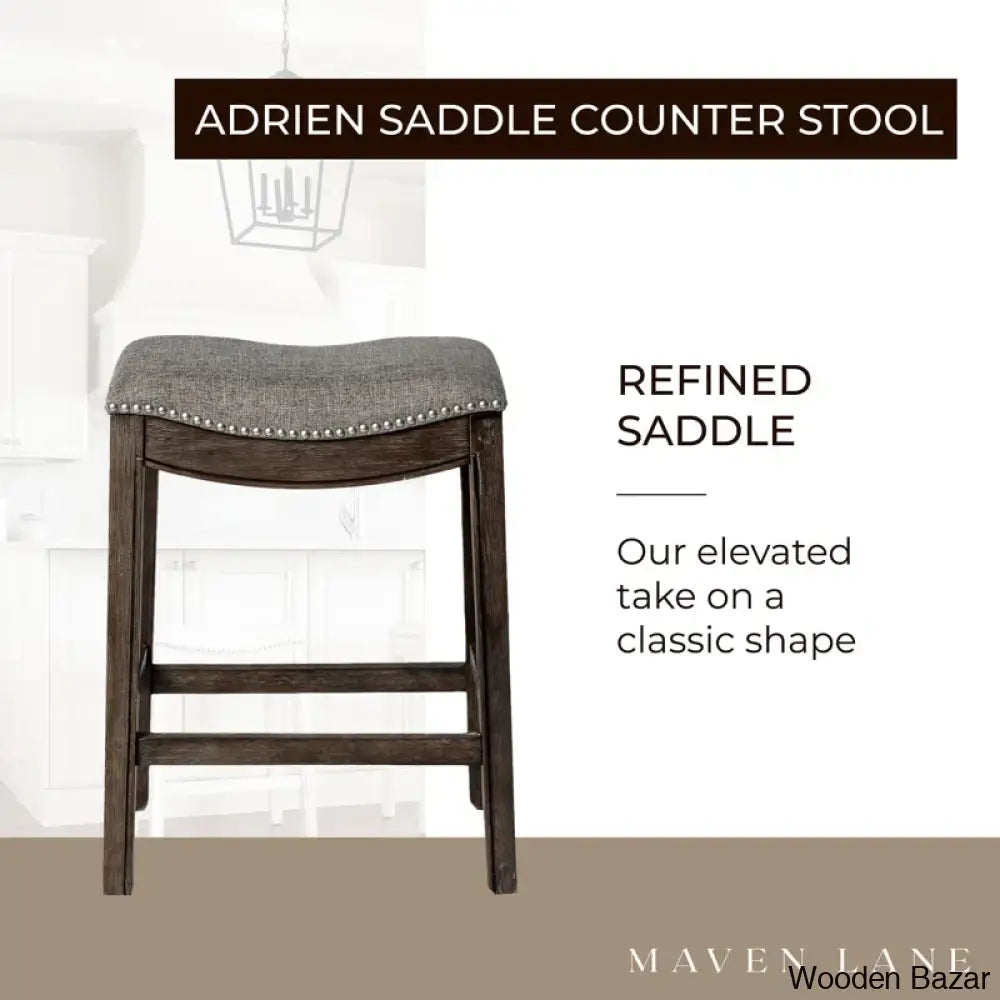 Mavenq Lane Adrien Backless Saddle Kitchen Counter And Bar Stool With Fabric Upholstery