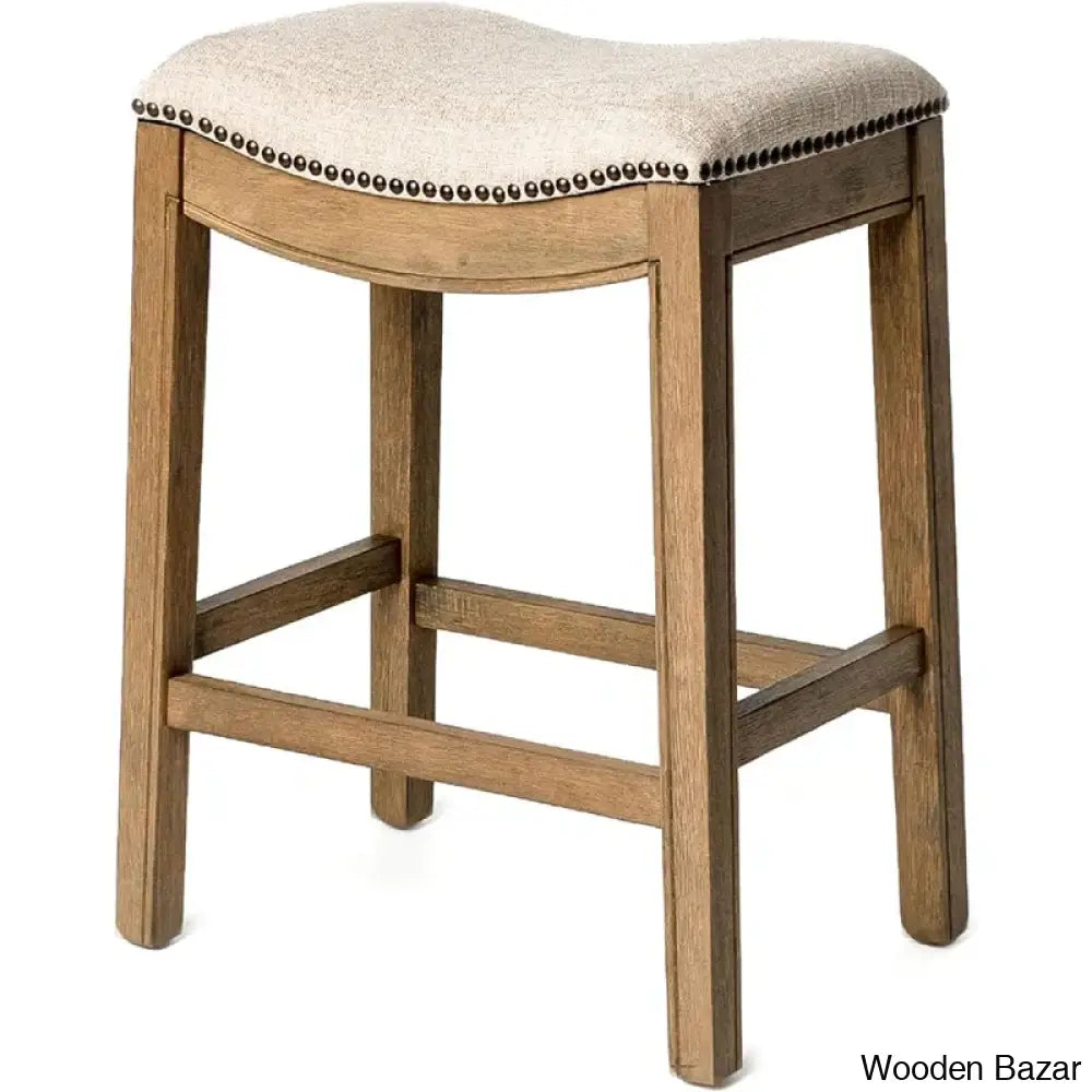 Mavenq Lane Adrien Backless Saddle Kitchen Counter And Bar Stool With Fabric Upholstery