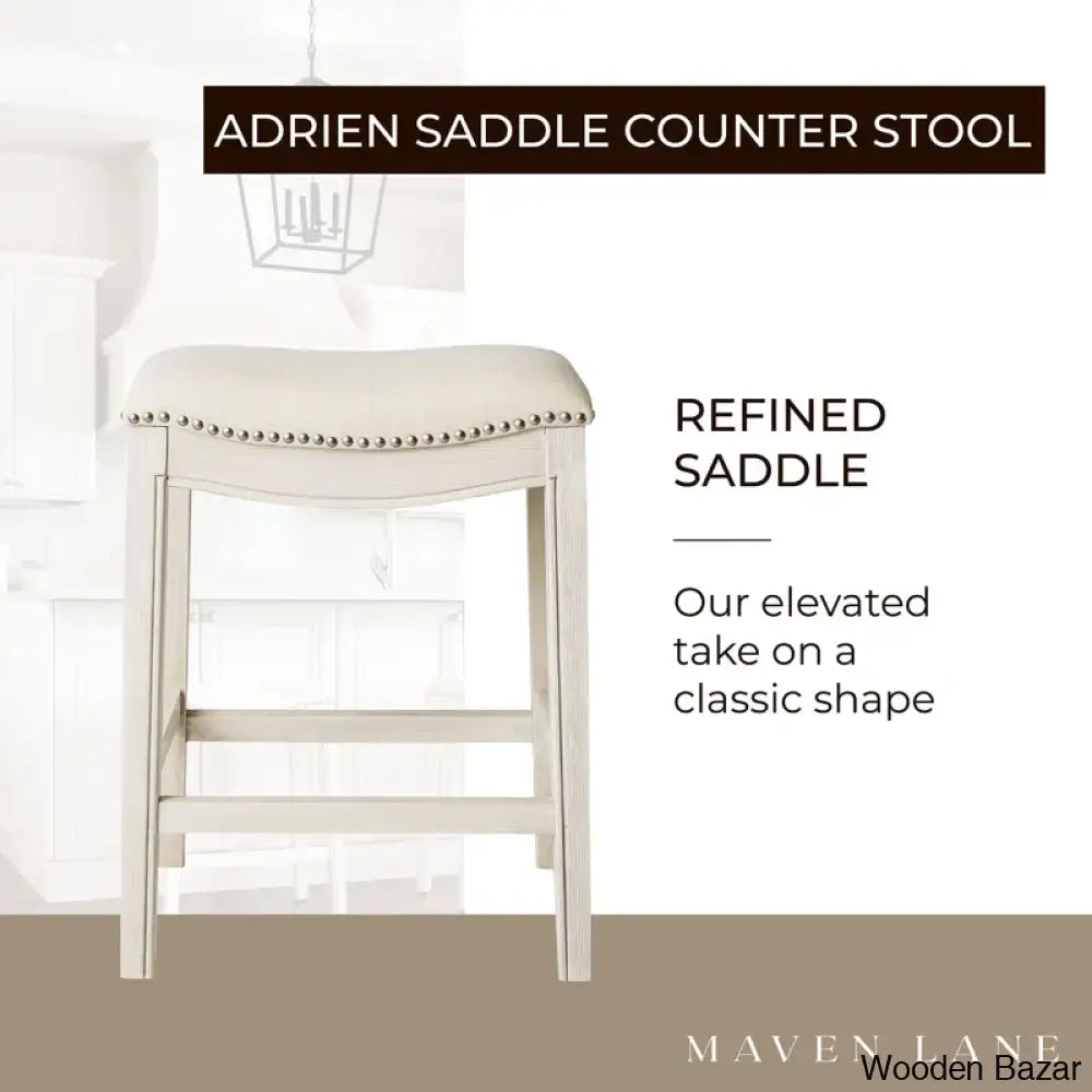 Mavenq Lane Adrien Backless Saddle Kitchen Counter And Bar Stool With Fabric Upholstery