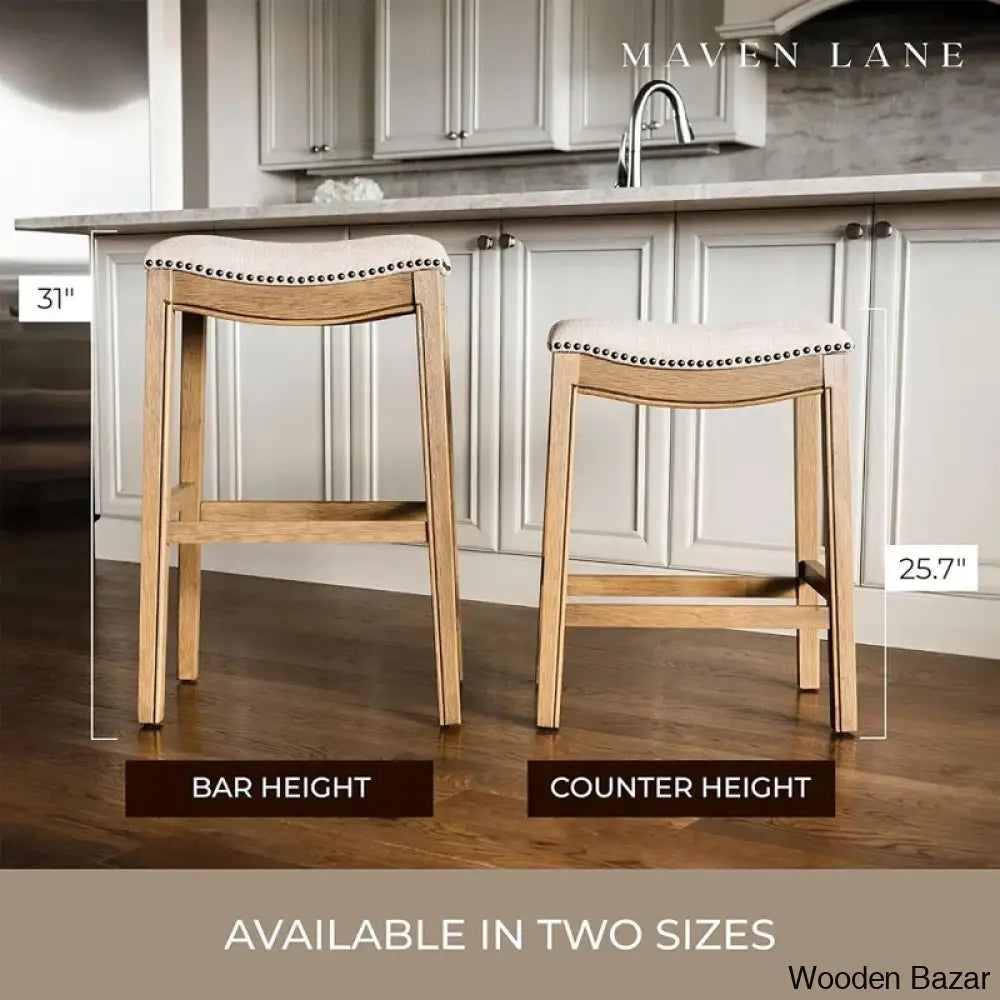 Mavenq Lane Adrien Backless Saddle Kitchen Counter And Bar Stool With Fabric Upholstery