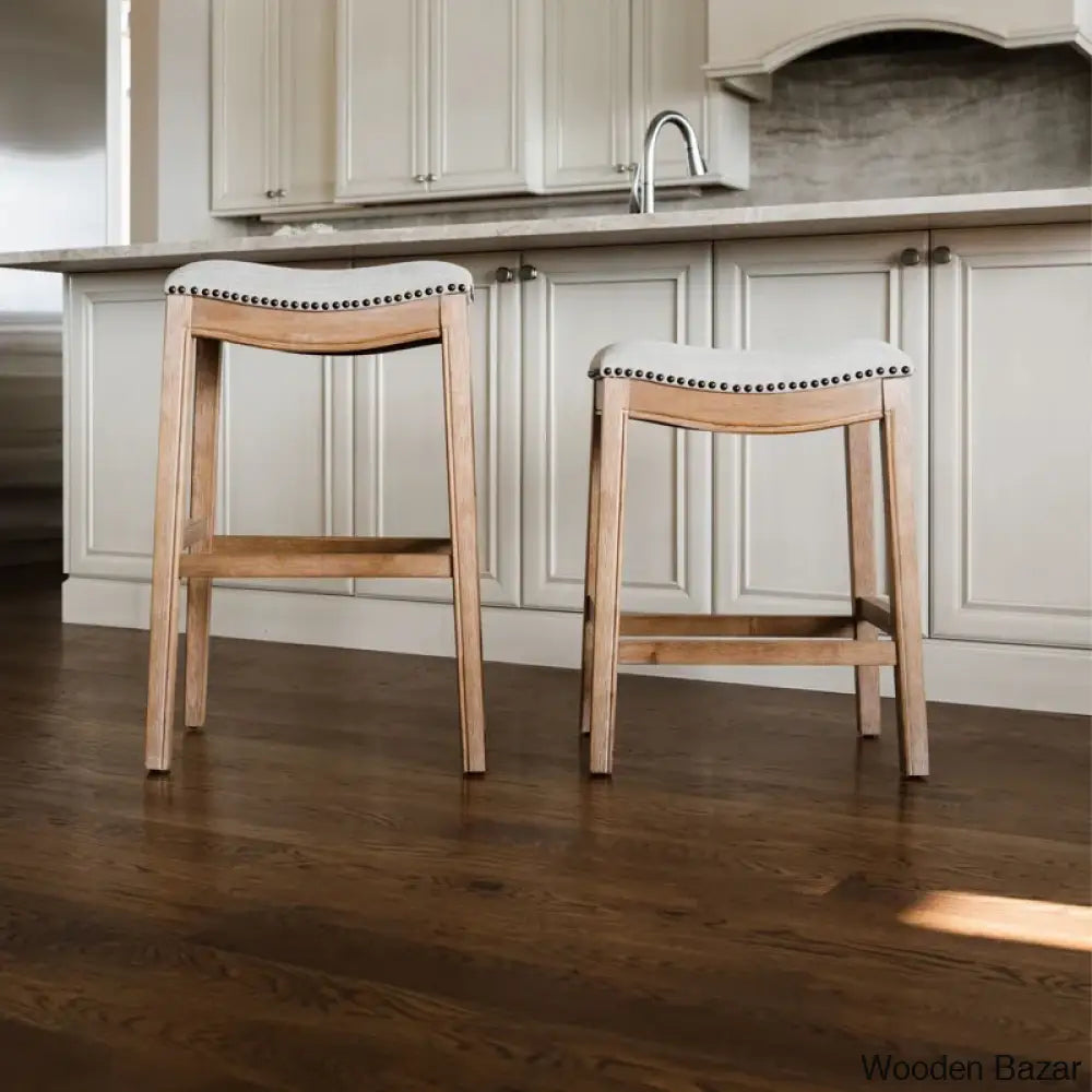 Mavenq Lane Adrien Backless Saddle Kitchen Counter And Bar Stool With Fabric Upholstery