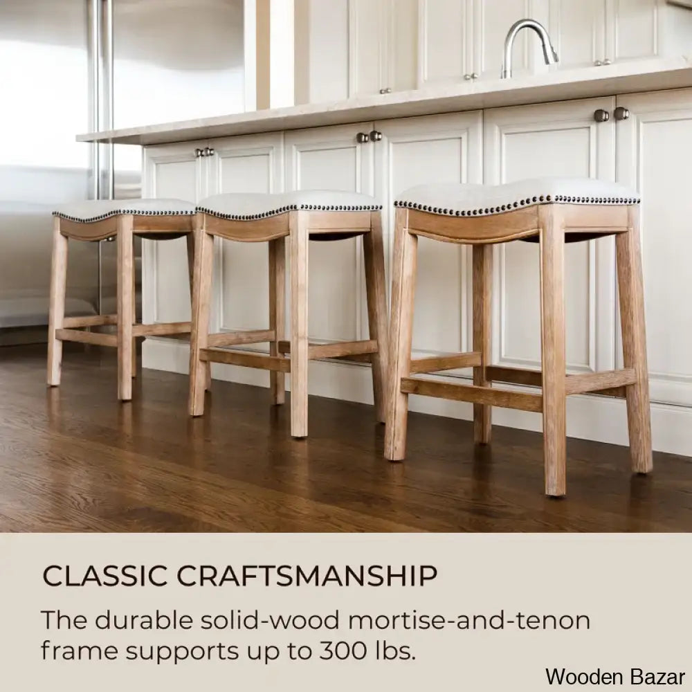 Mavenq Lane Adrien Backless Saddle Kitchen Counter And Bar Stool With Fabric Upholstery