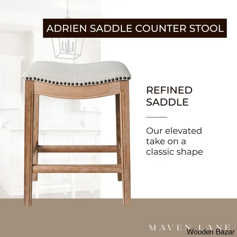 Mavenq Lane Adrien Backless Saddle Kitchen Counter And Bar Stool With Fabric Upholstery