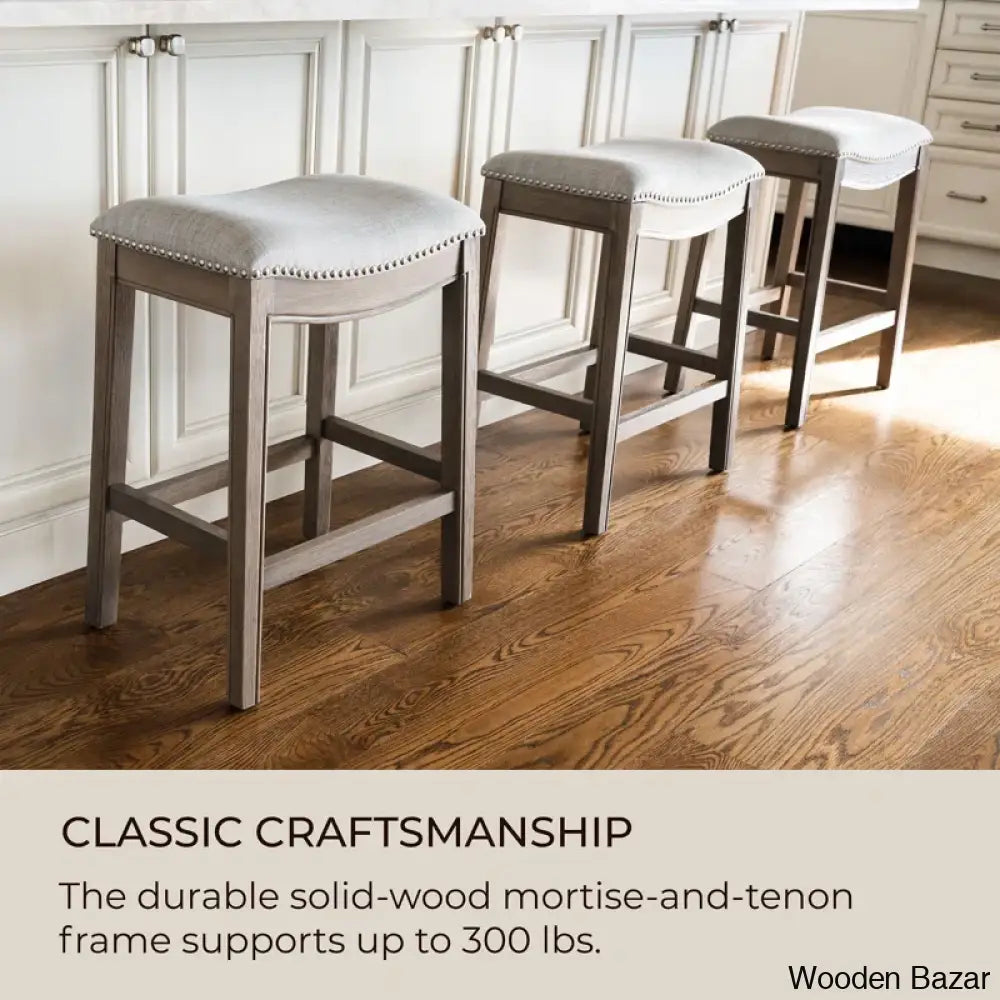 Mavenq Lane Adrien Backless Saddle Kitchen Counter And Bar Stool With Fabric Upholstery