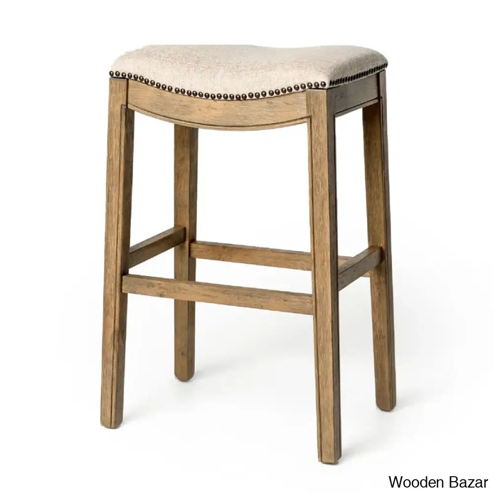 Mavenq Lane Adrien Backless Saddle Kitchen Counter And Bar Stool With Fabric Upholstery Natural