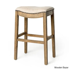 Mavenq Lane Adrien Backless Saddle Kitchen Counter And Bar Stool With Fabric Upholstery Natural