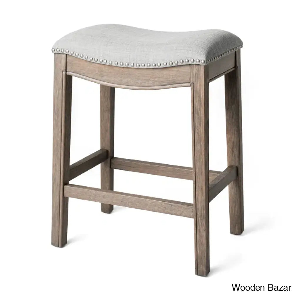 Mavenq Lane Adrien Backless Saddle Kitchen Counter And Bar Stool With Fabric Upholstery Reclaimed