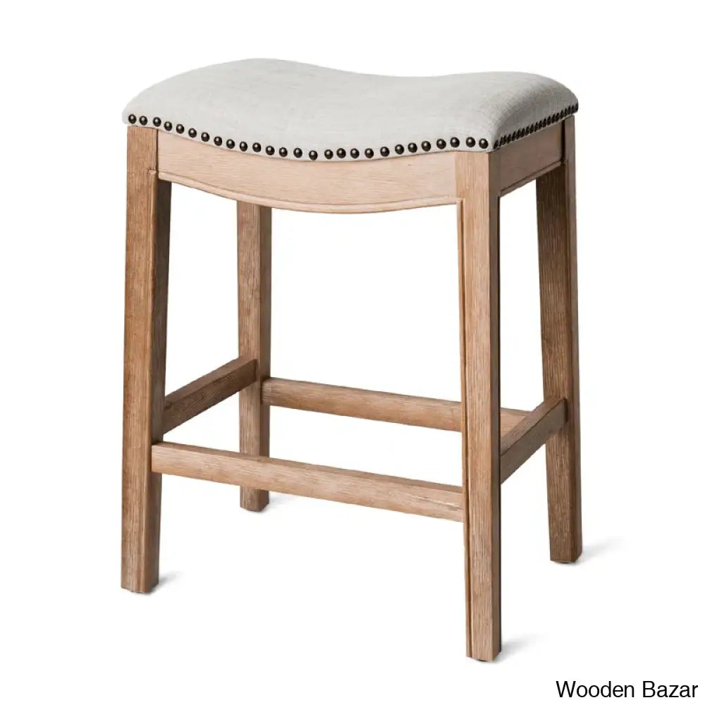 Mavenq Lane Adrien Backless Saddle Kitchen Counter And Bar Stool With Fabric Upholstery Weathered