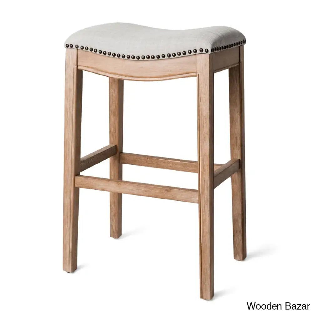 Mavenq Lane Adrien Backless Saddle Kitchen Counter And Bar Stool With Fabric Upholstery Weathered