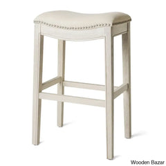 Mavenq Lane Adrien Backless Saddle Kitchen Counter And Bar Stool With Fabric Upholstery White Oak /