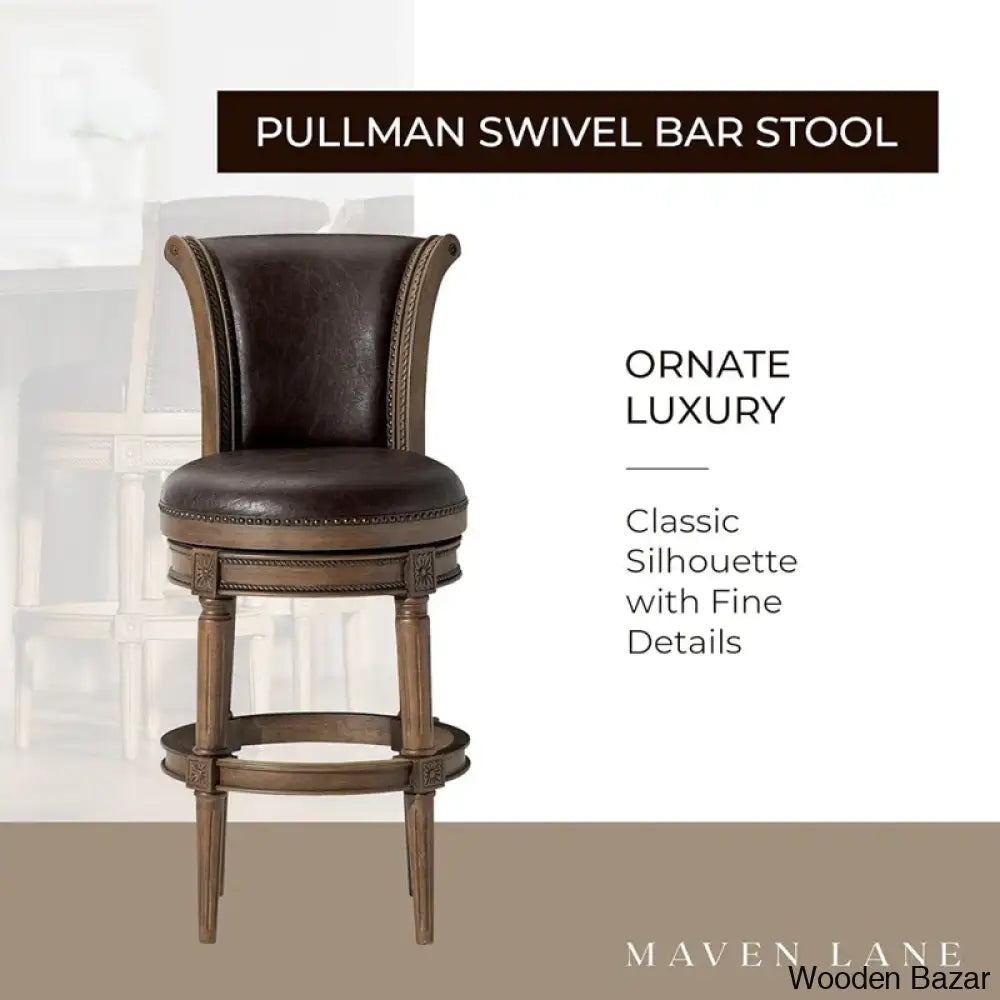 Mavenz Lane Pullman Counter And Bar Stool With Vegan Leather Upholstery