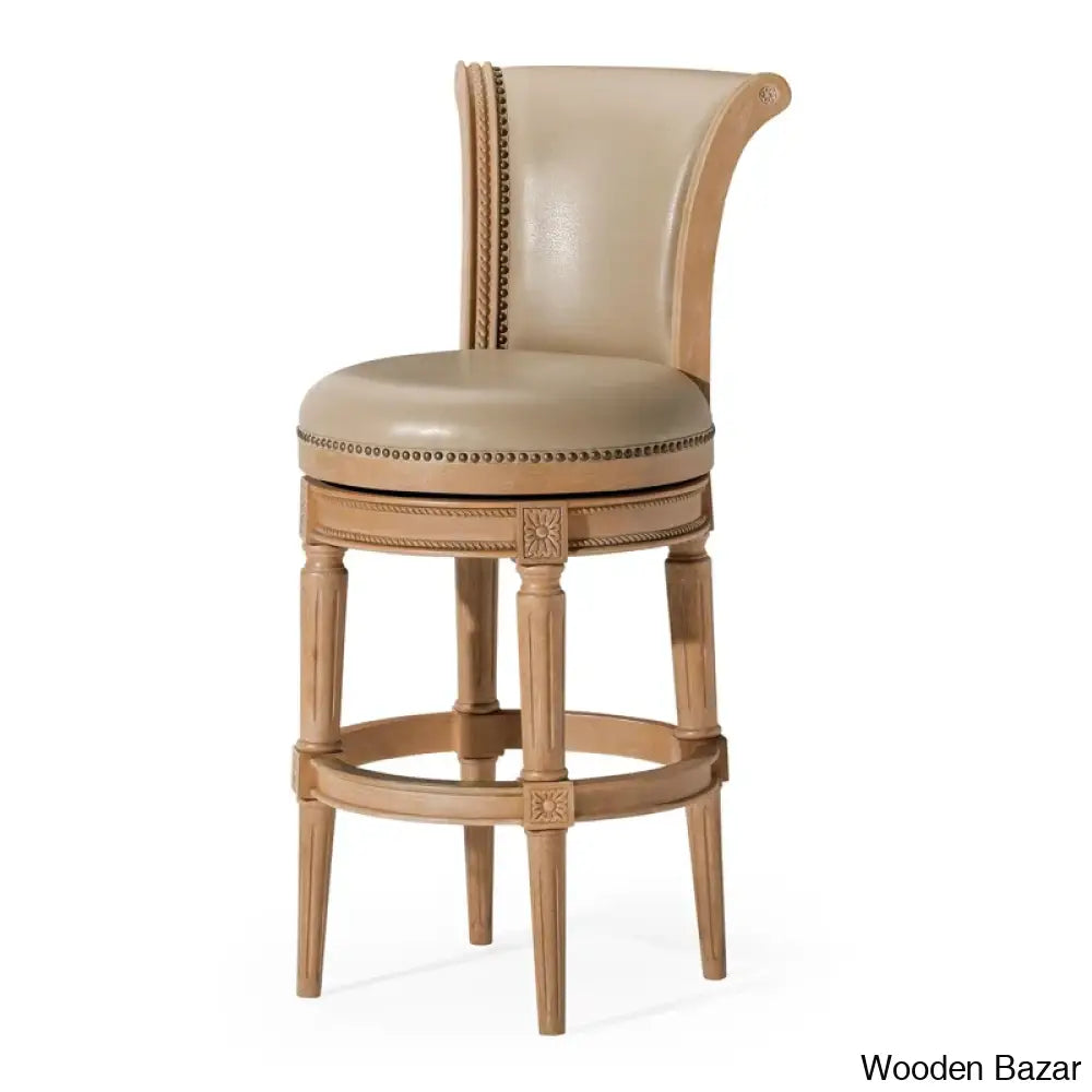 Mavenz Lane Pullman Counter And Bar Stool With Vegan Leather Upholstery