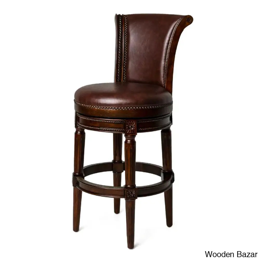 Mavenz Lane Pullman Counter And Bar Stool With Vegan Leather Upholstery