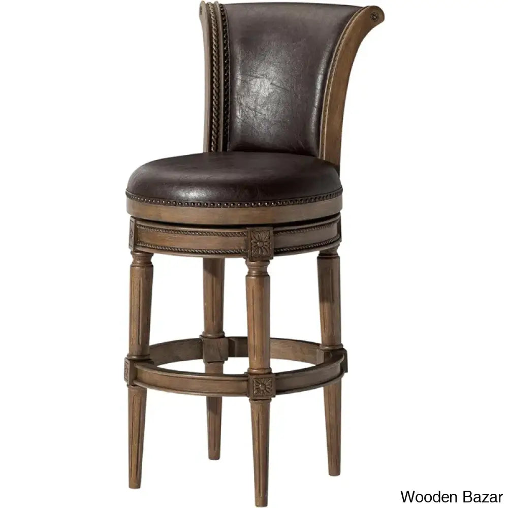 Mavenz Lane Pullman Counter And Bar Stool With Vegan Leather Upholstery