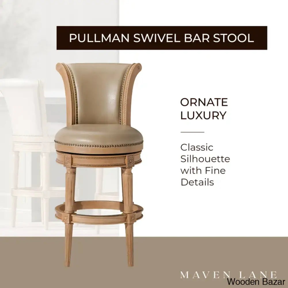 Mavenz Lane Pullman Counter And Bar Stool With Vegan Leather Upholstery