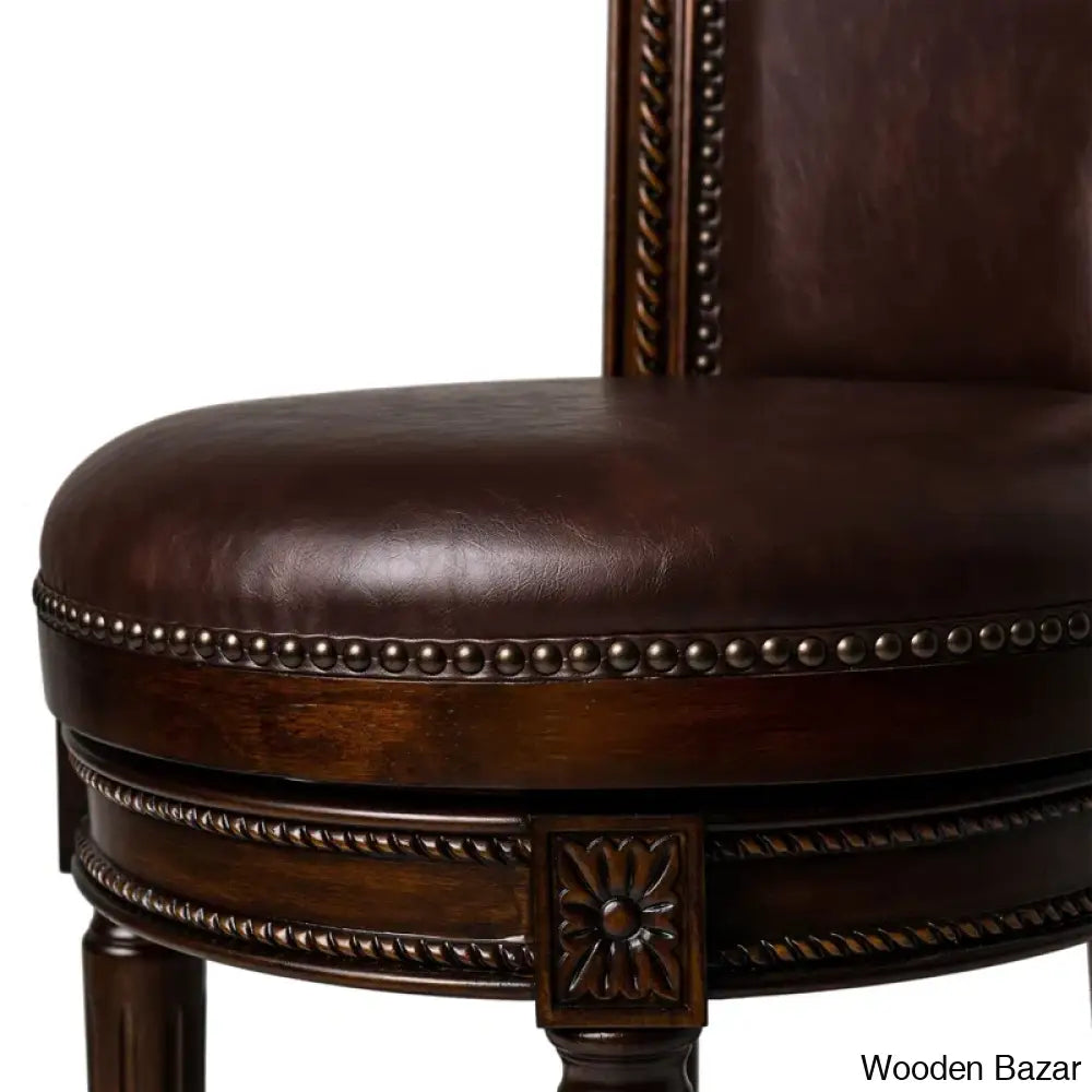 Mavenz Lane Pullman Counter And Bar Stool With Vegan Leather Upholstery