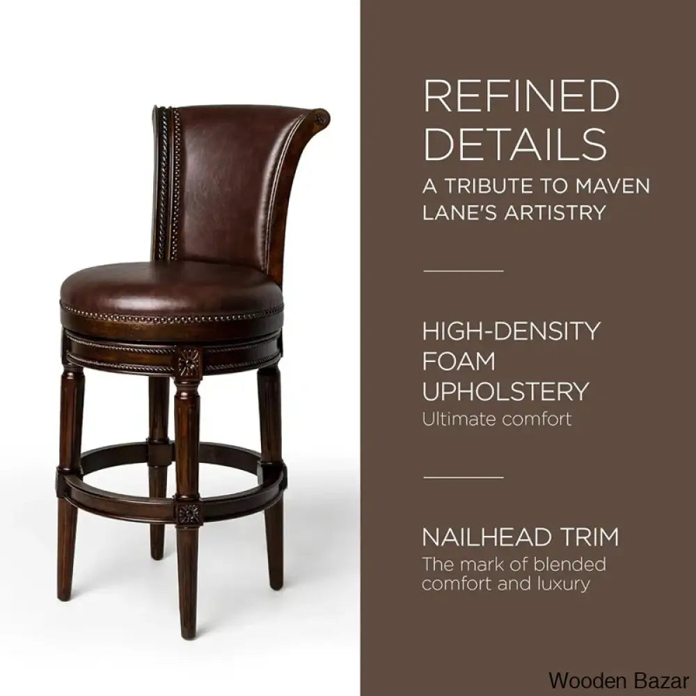 Mavenz Lane Pullman Counter And Bar Stool With Vegan Leather Upholstery