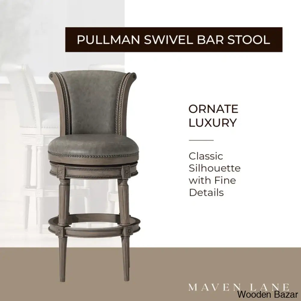 Mavenz Lane Pullman Counter And Bar Stool With Vegan Leather Upholstery