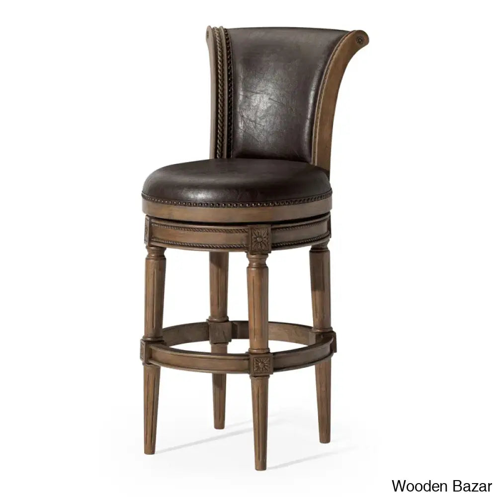 Mavenz Lane Pullman Counter And Bar Stool With Vegan Leather Upholstery