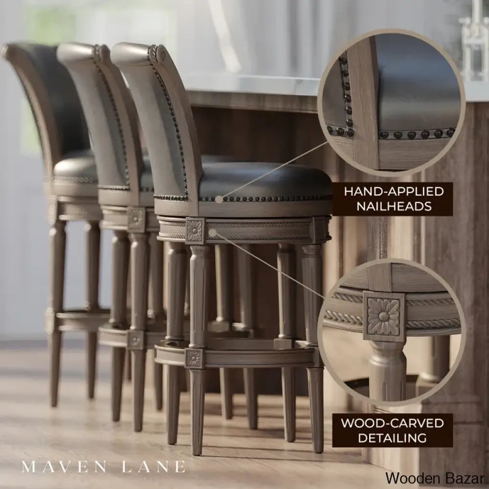 Mavenz Lane Pullman Counter And Bar Stool With Vegan Leather Upholstery