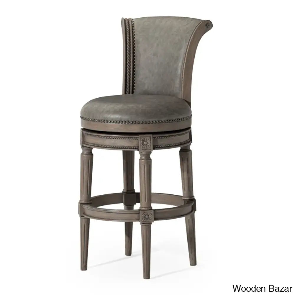 Mavenz Lane Pullman Counter And Bar Stool With Vegan Leather Upholstery