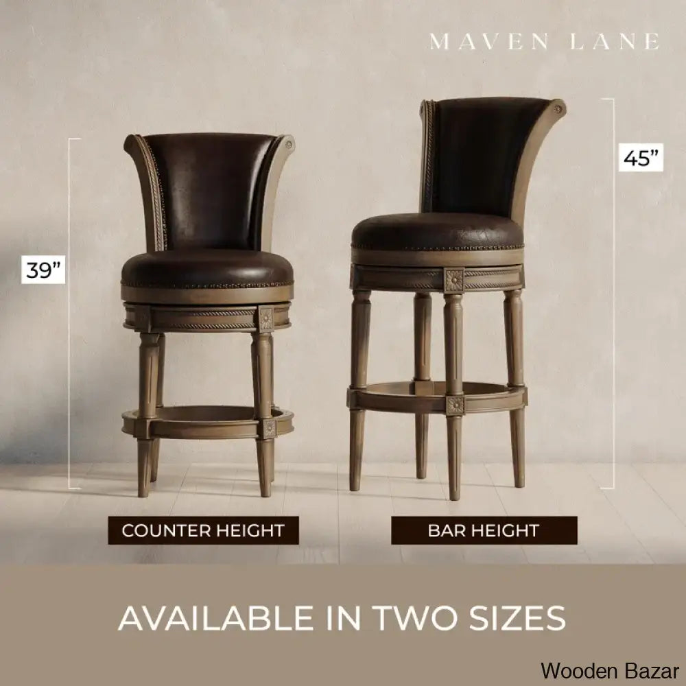 Mavenz Lane Pullman Counter And Bar Stool With Vegan Leather Upholstery Walnut / (31’’ Seat Height)