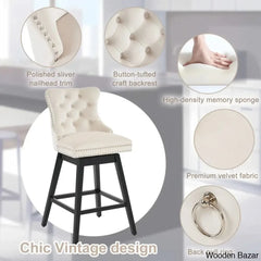 Mcoy Swivel Counter And Bar Stool Set Of 4- Wooden Bazar