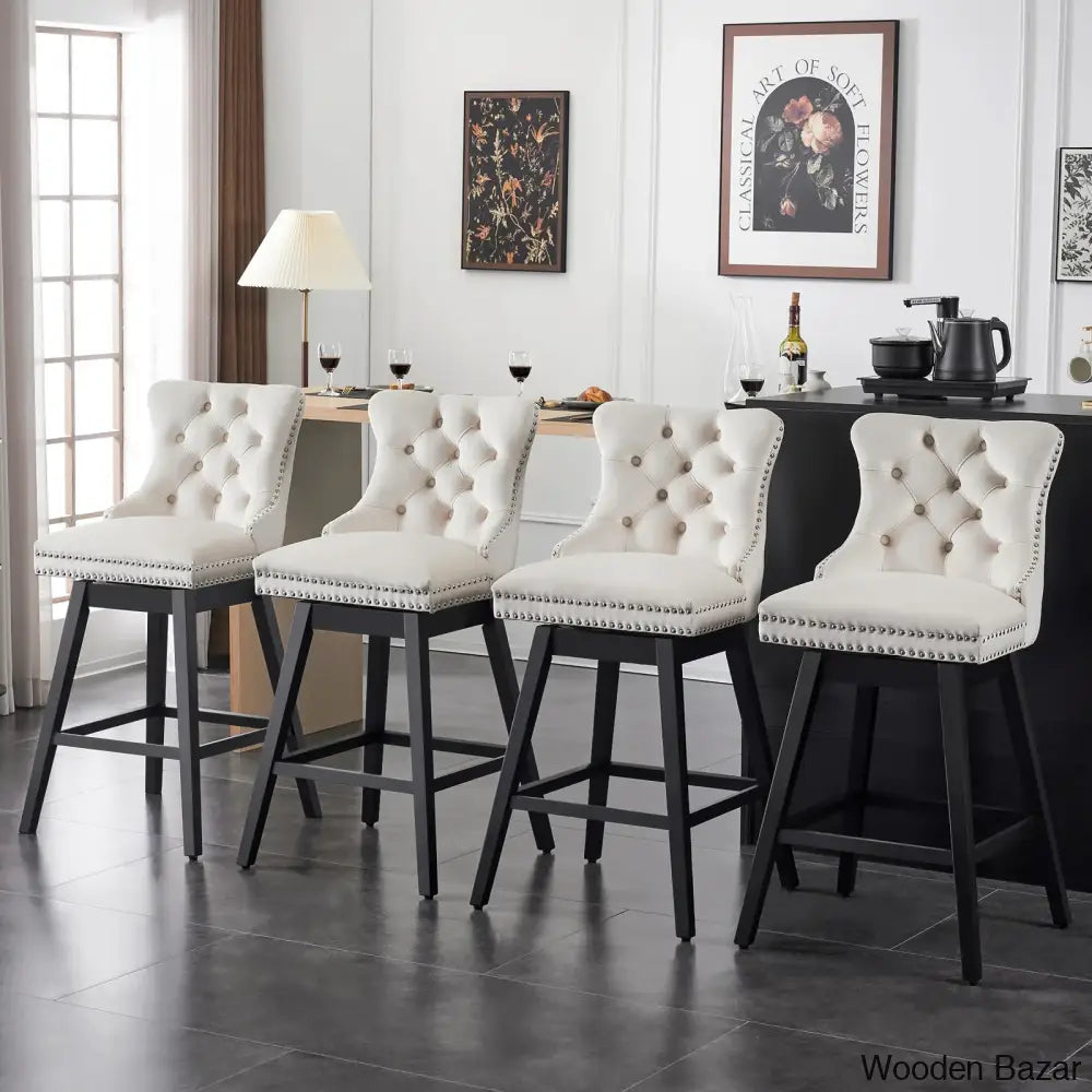 Mcoy Swivel Counter And Bar Stool Set Of 4- Wooden Bazar