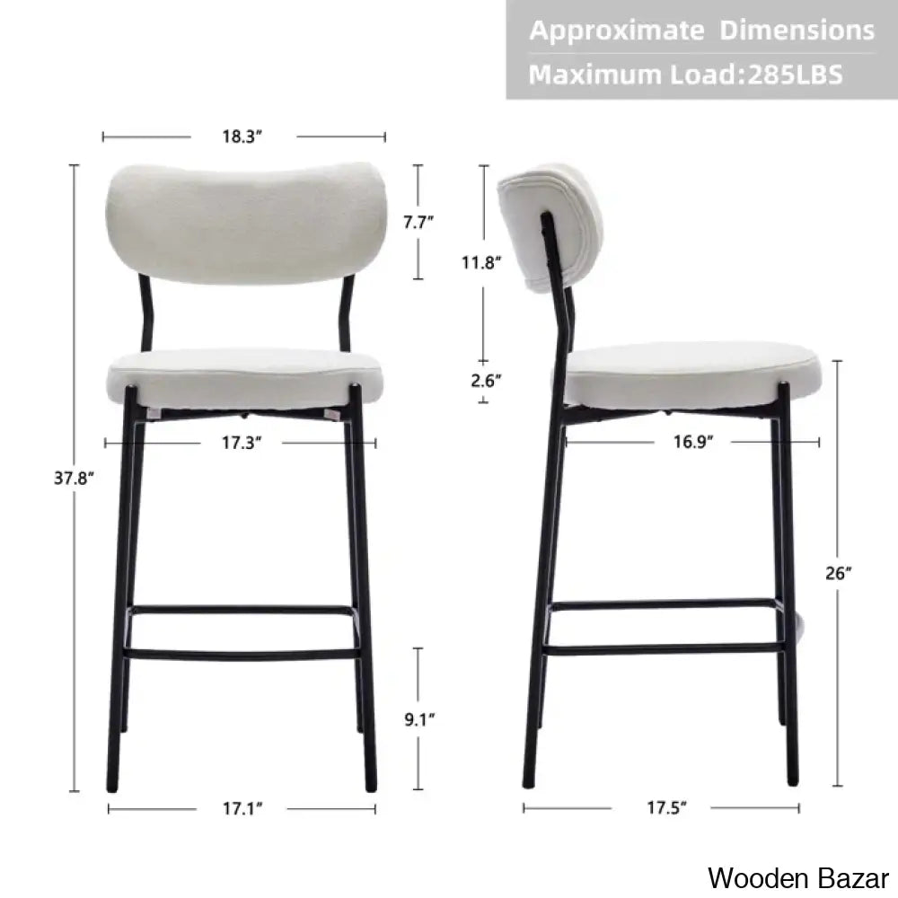 Medfielde Swivel 26’’ Modern Upholstered Counter And Bar Stools With Curved Backrest (Set Of 2)