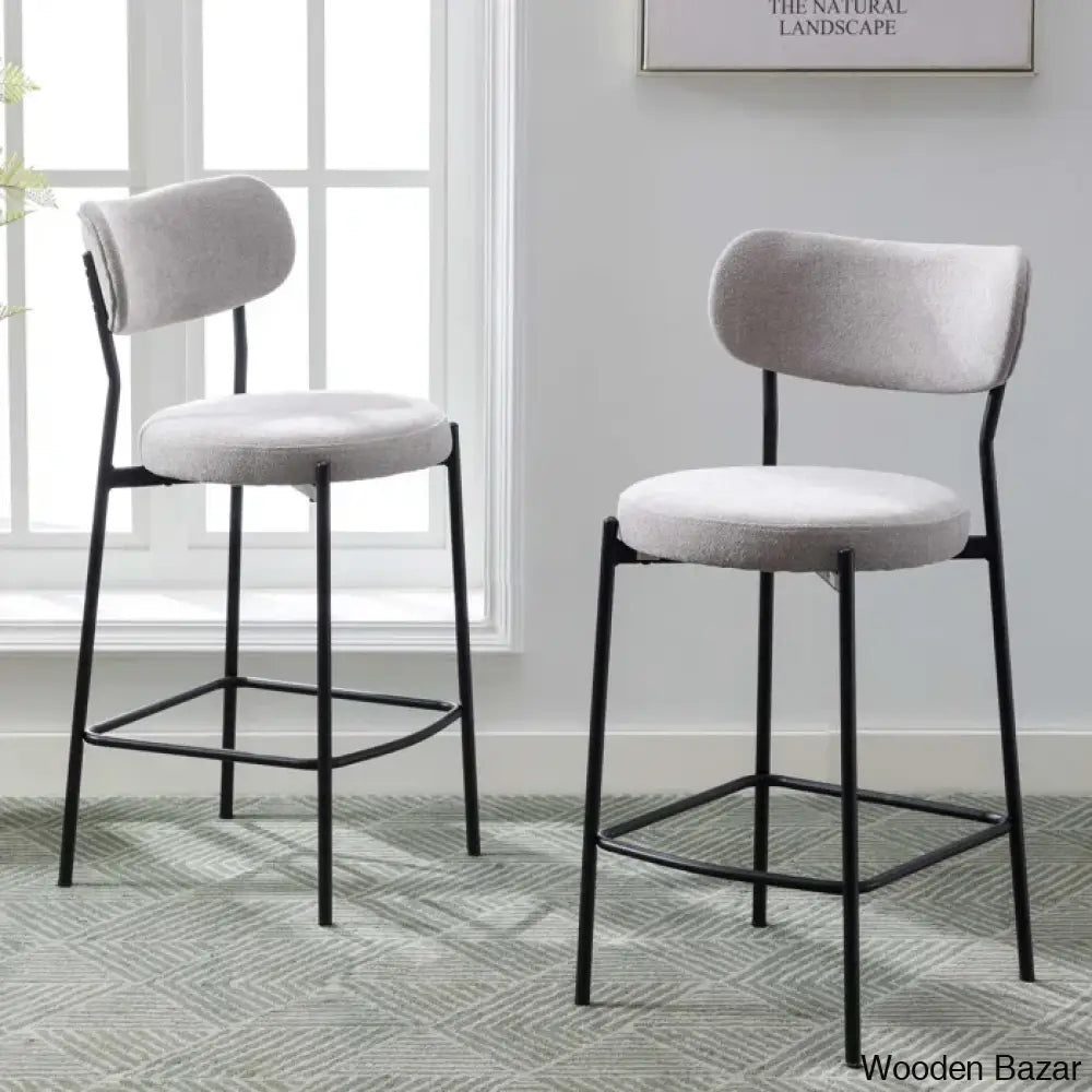 Medfielde Swivel 26’’ Modern Upholstered Counter And Bar Stools With Curved Backrest (Set Of 2)