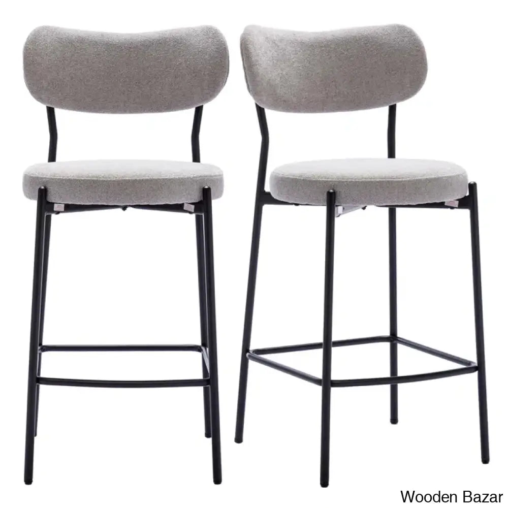 Medfielde Swivel 26’’ Modern Upholstered Counter And Bar Stools With Curved Backrest (Set Of 2)