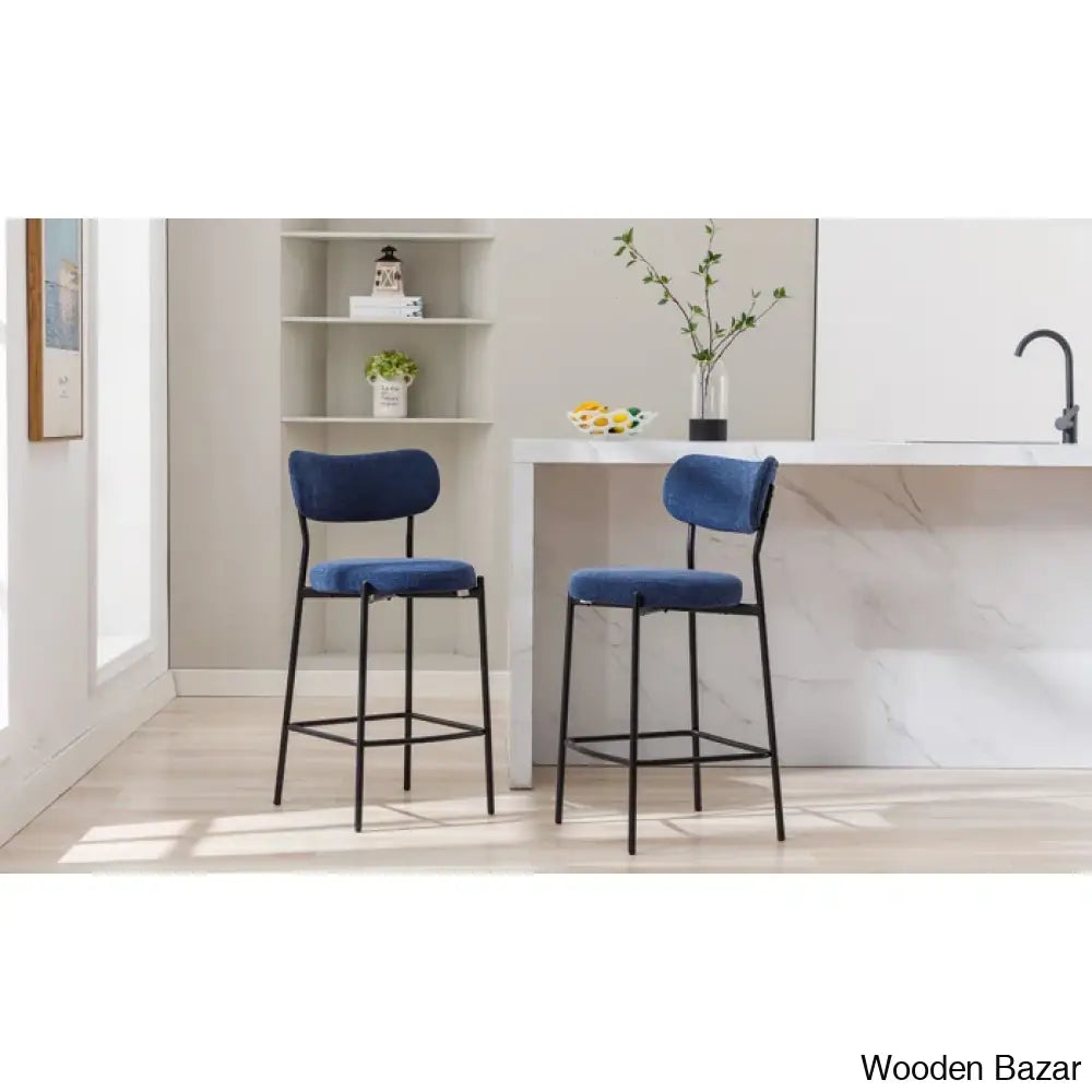 Medfielde Swivel 26’’ Modern Upholstered Counter And Bar Stools With Curved Backrest (Set Of 2)