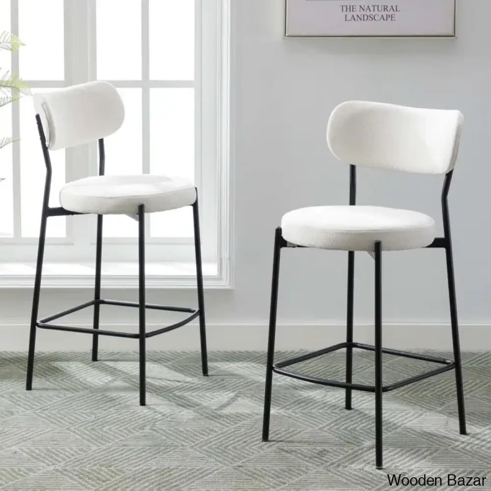 Medfielde Swivel 26’’ Modern Upholstered Counter And Bar Stools With Curved Backrest (Set Of 2)