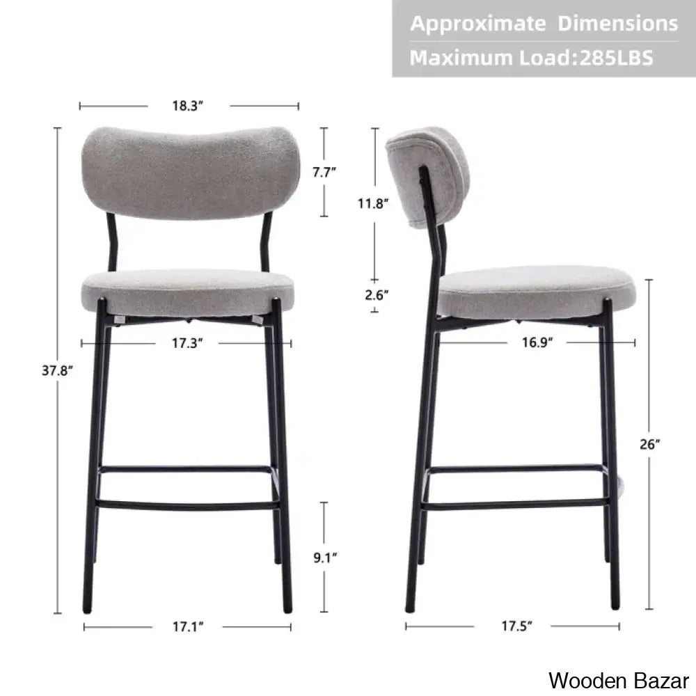 Medfielde Swivel 26’’ Modern Upholstered Counter And Bar Stools With Curved Backrest (Set Of 2)