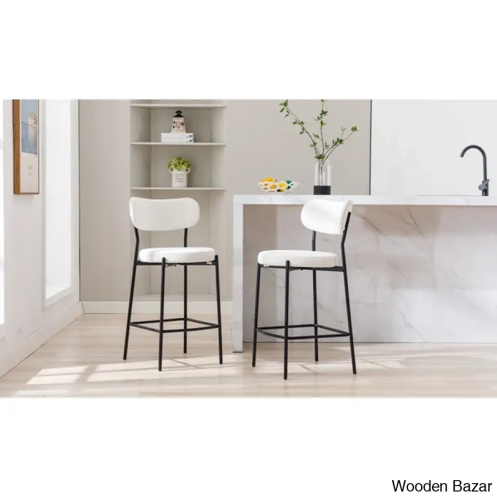 Medfielde Swivel 26’’ Modern Upholstered Counter And Bar Stools With Curved Backrest (Set Of 2)