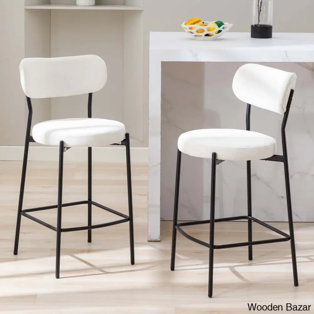 Medfielde Swivel 26’’ Modern Upholstered Counter And Bar Stools With Curved Backrest (Set Of 2)