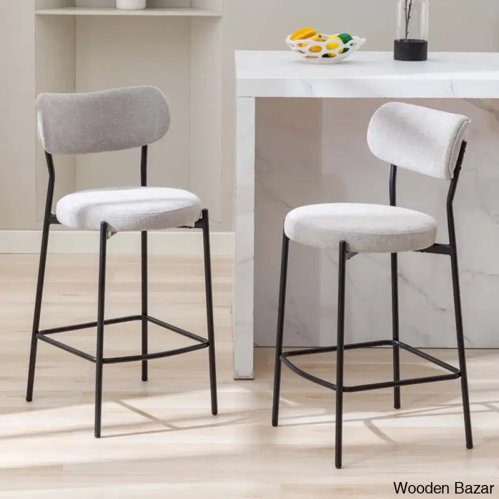 Medfielde Swivel 26’’ Modern Upholstered Counter And Bar Stools With Curved Backrest (Set Of 2) Gray