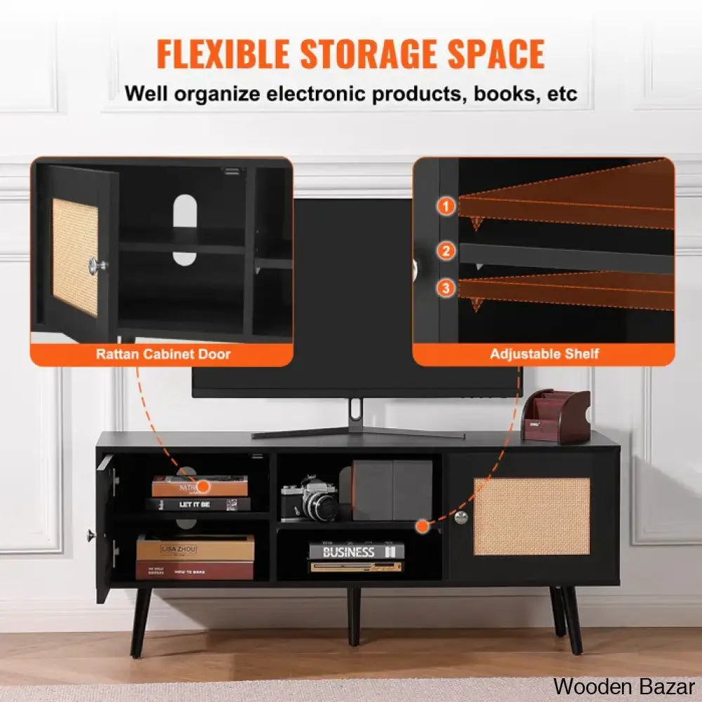 Media Console Cabinet For Large Tv’s Entertainment Center