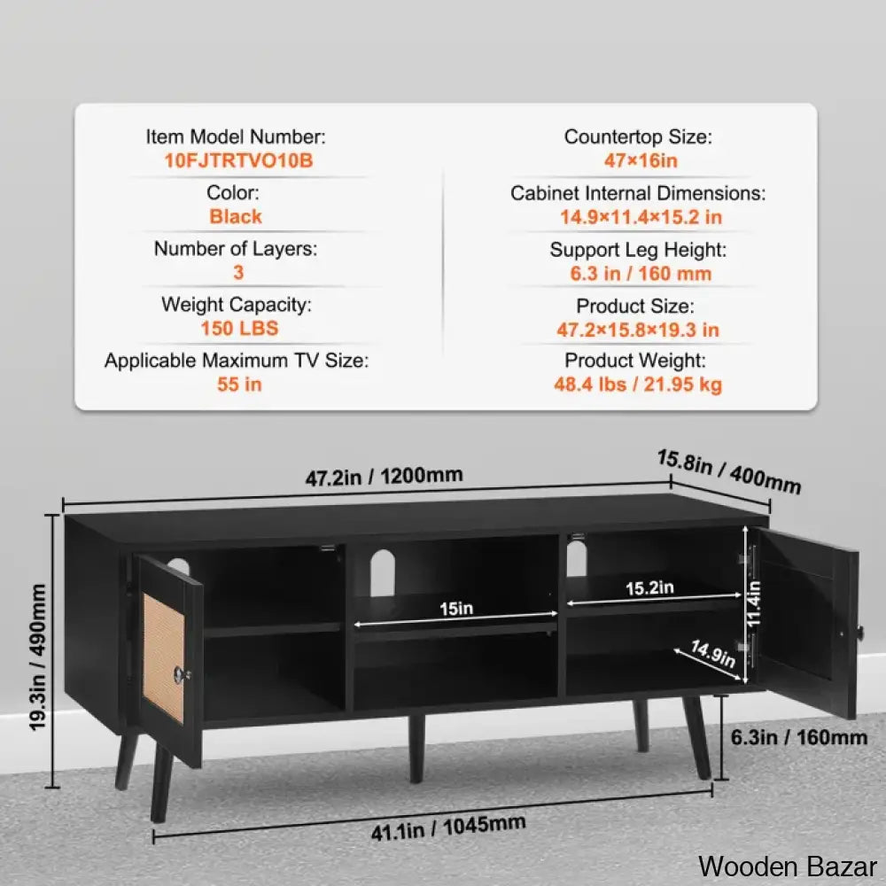 Media Console Cabinet For Large Tv’s Entertainment Center