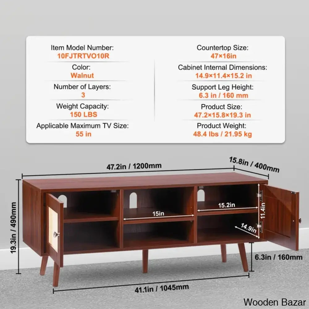 Media Console Cabinet For Large Tv’s Entertainment Center