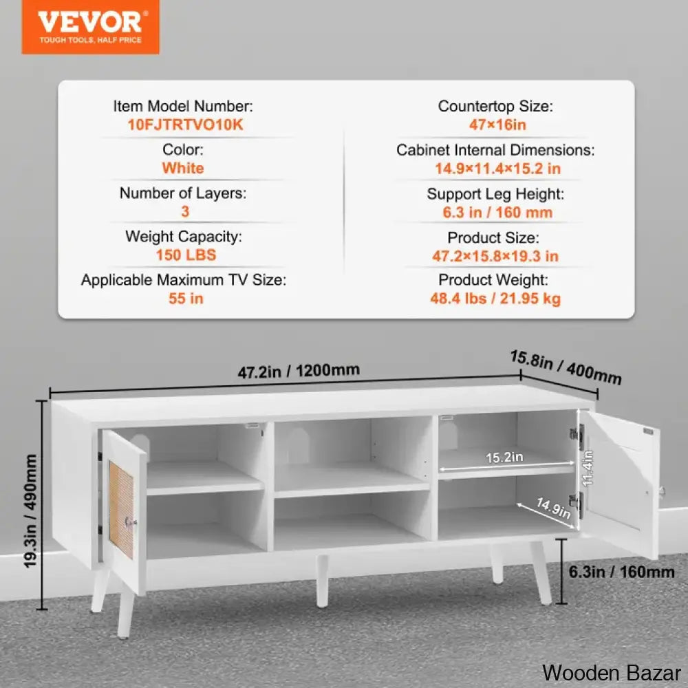 Media Console Cabinet For Large Tv’s Entertainment Center