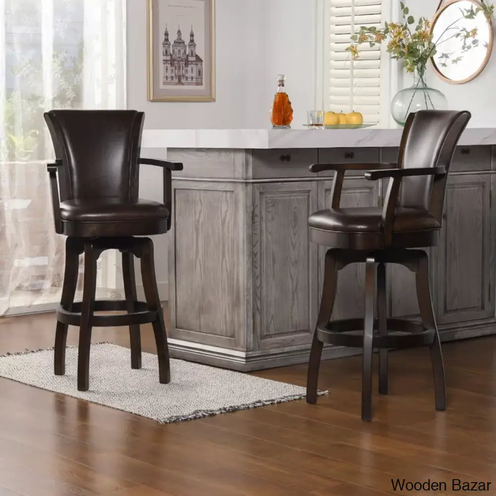 Meolaz Swivel Upholstered Counter And Bar Stool With Solid Wood Frame