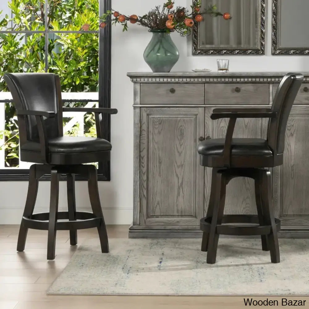 Meolaz Swivel Upholstered Counter And Bar Stool With Solid Wood Frame