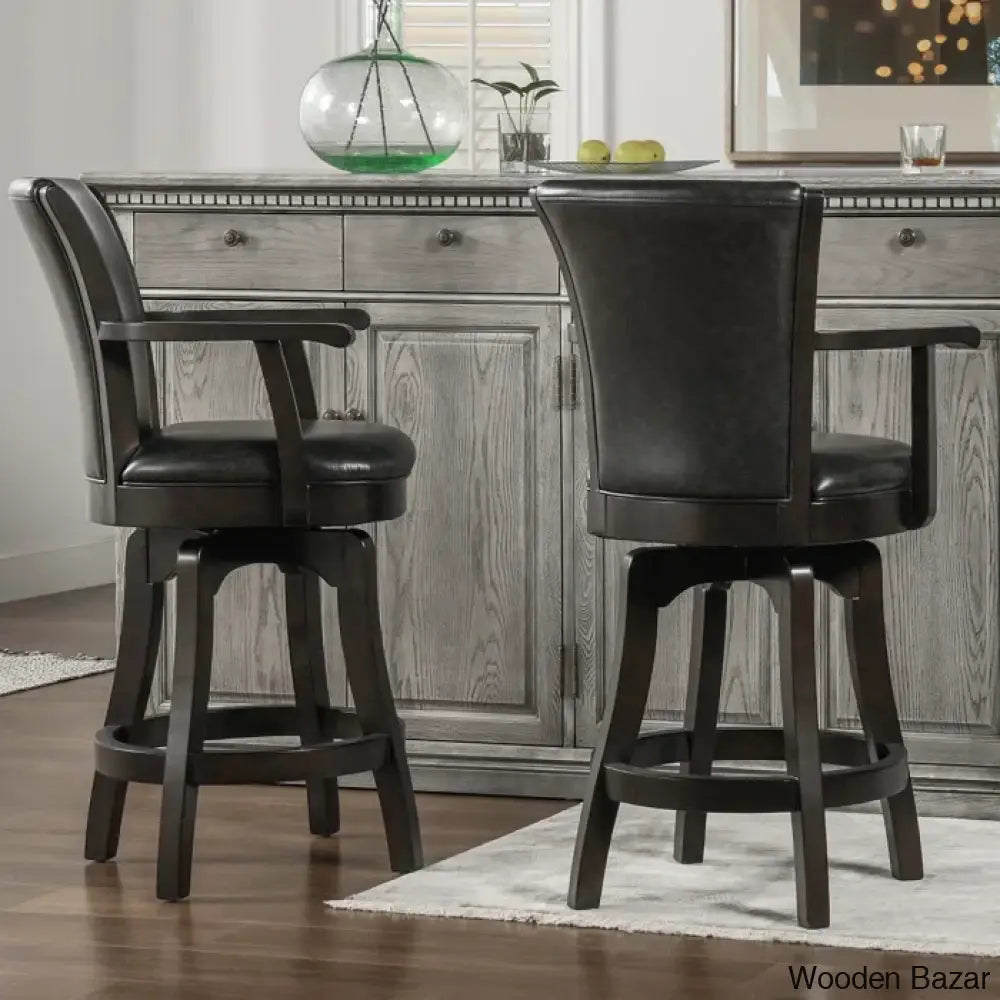 Meolaz Swivel Upholstered Counter And Bar Stool With Solid Wood Frame