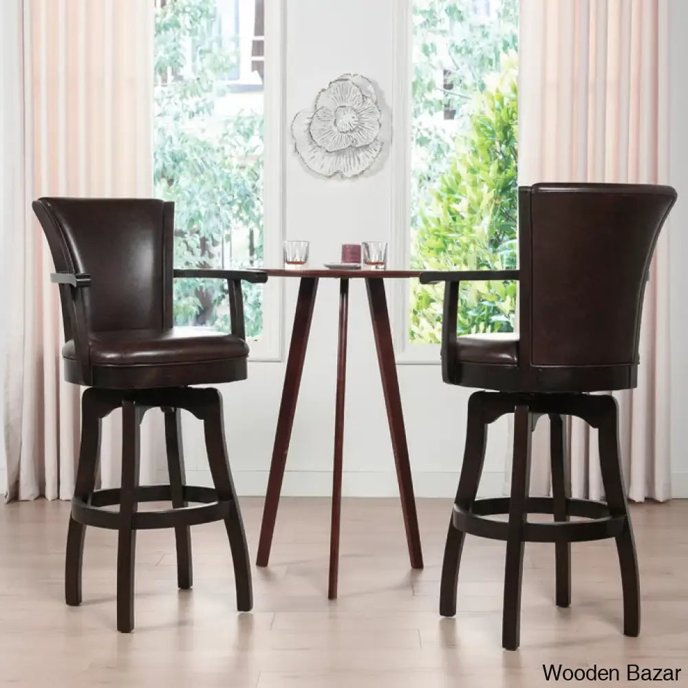 Meolaz Swivel Upholstered Counter And Bar Stool With Solid Wood Frame