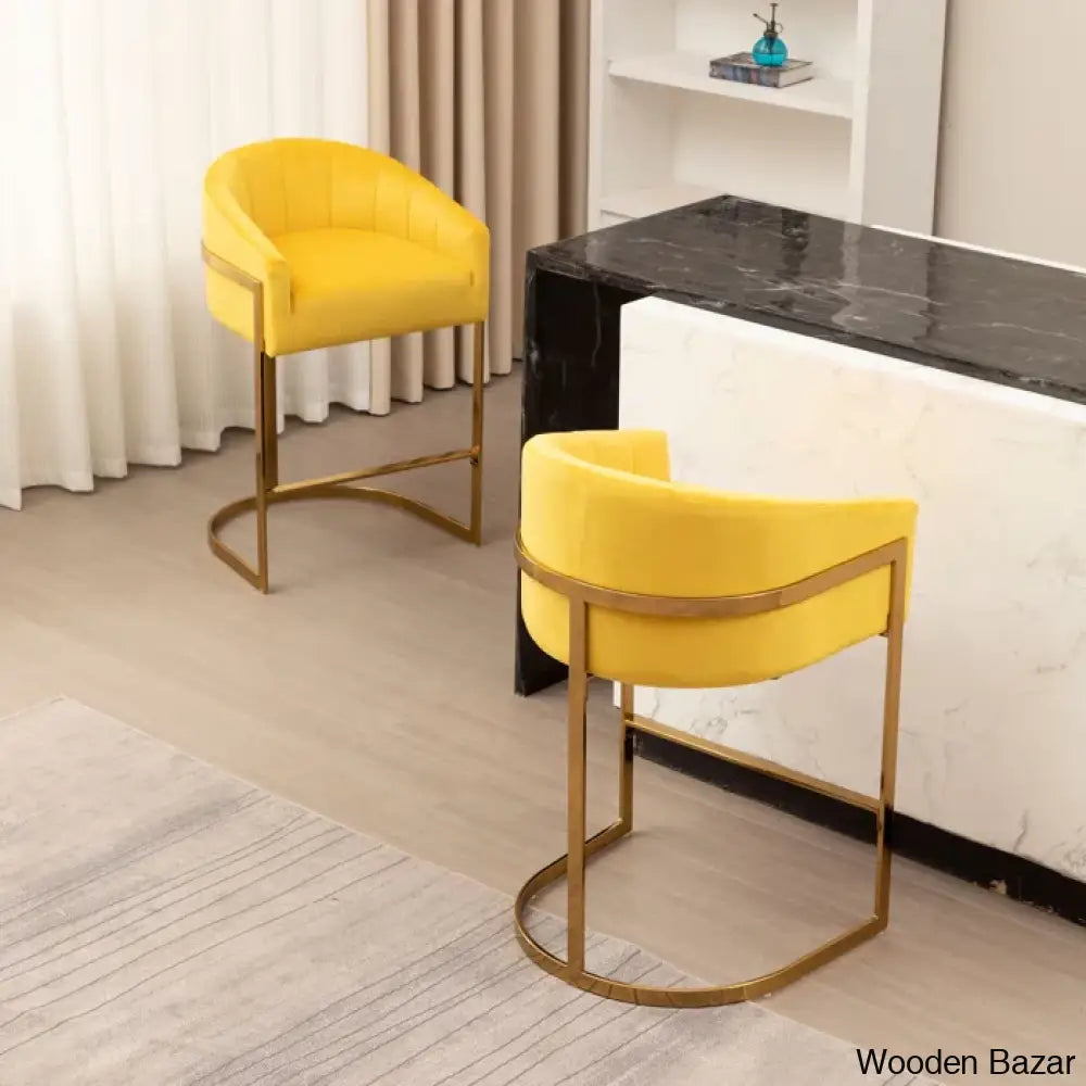 Mercew Swivel 27’’ Metal Tufted Counter And Bar Stool